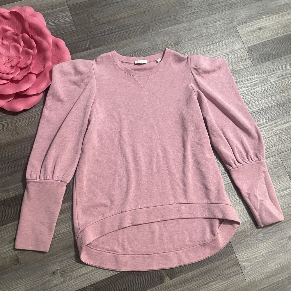 TED BAKER LONDON Womens Sz 5 (US 12) Puff Sleeve Sweatshirt Pink Heathered - Picture 7 of 14